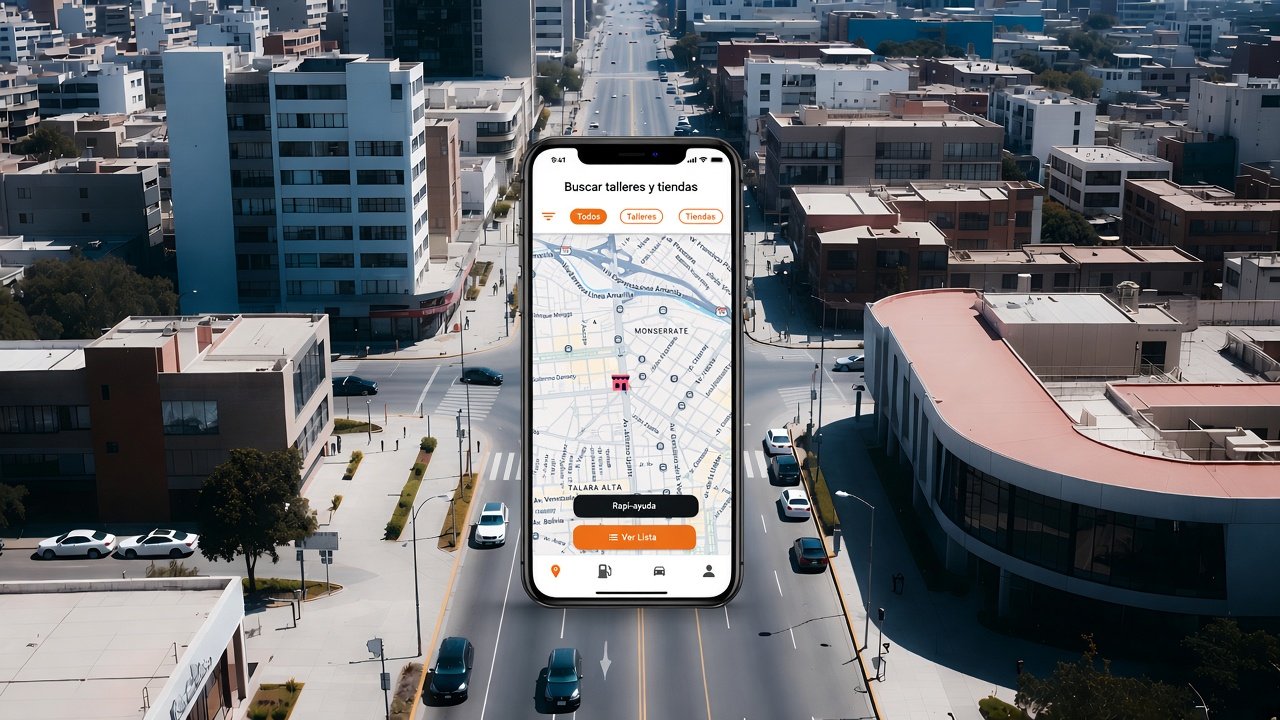 Rapitaller+ mostrando servicios automotrices cercanos